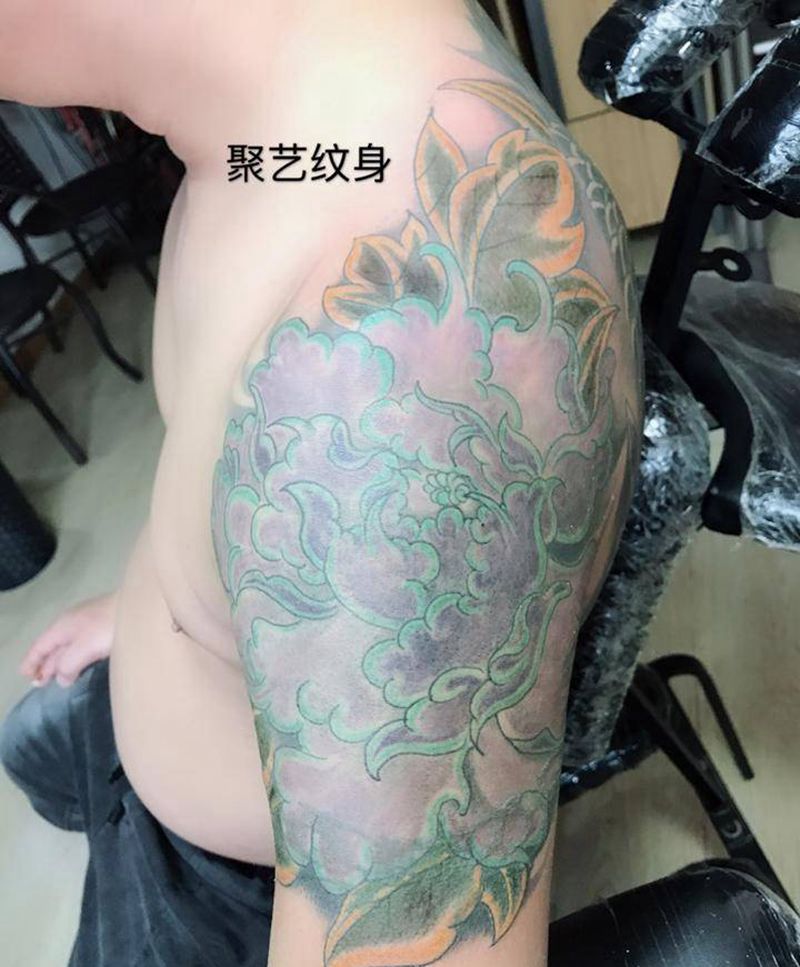 牡丹花覆盖纹身图片_