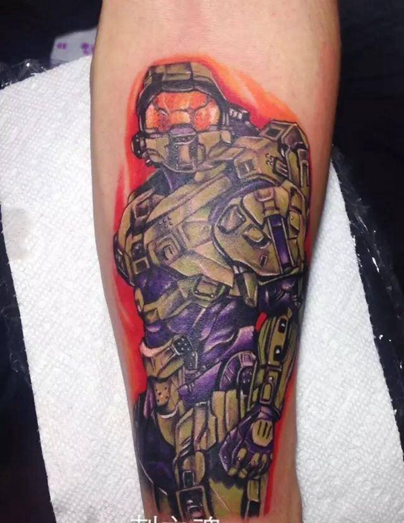 机器人纹身图片_人物原创欧美纹身图案