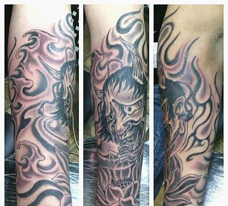 般若纹身图片_手臂传统鬼神宗教成品纹身图案