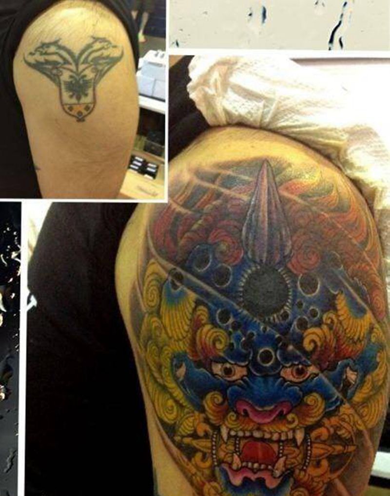 覆盖纹身图片_成品肩部传统原创动物纹身图案