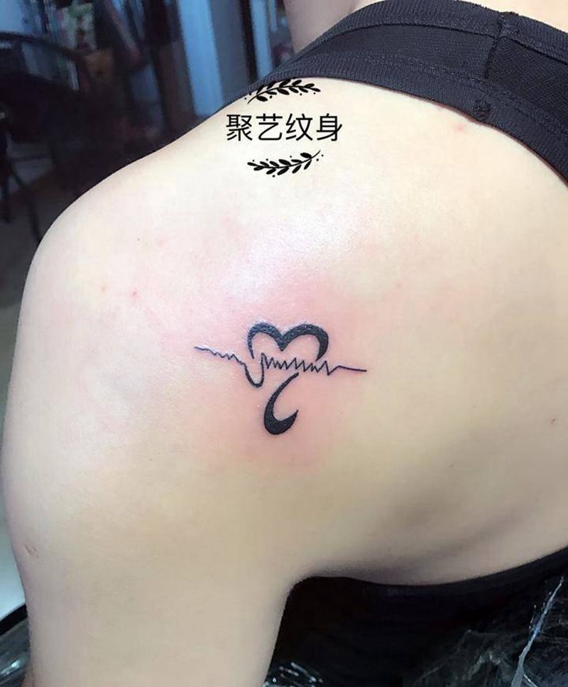 爱心电图纹身图片_
