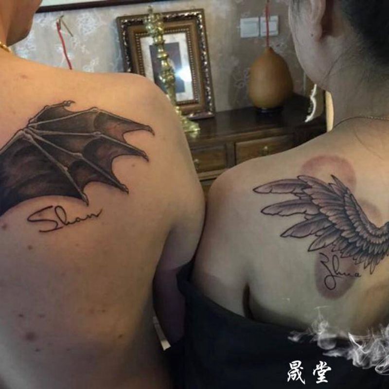 天使与恶魔纹身图片_