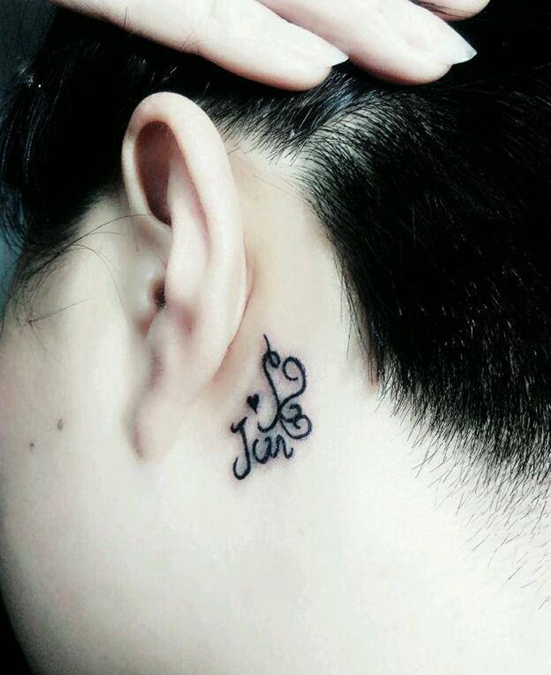 字母文字设计纹身图片_颈部欧美清新字符图腾情侣成品纹身图案