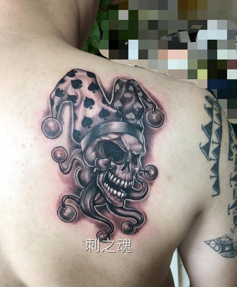 小丑纹身图片_成品欧美写实人物原创纹身图案