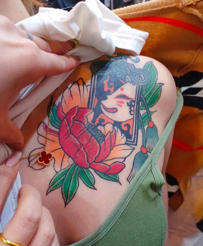 恢复后纹身图片_胸部纹身图案