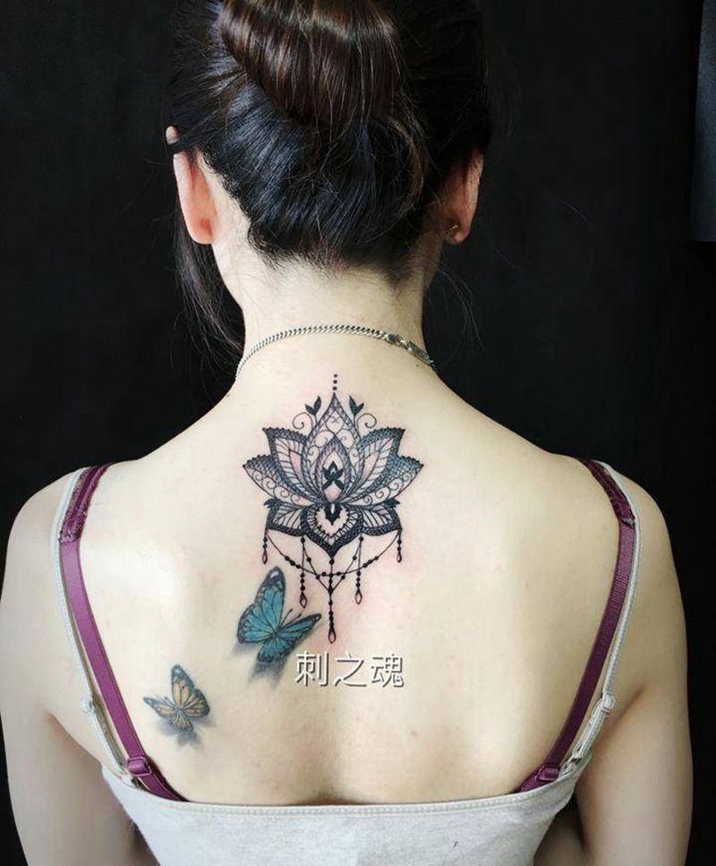 梵花纹身图片_成品颈部欧美清新几何图腾原创纹身图案