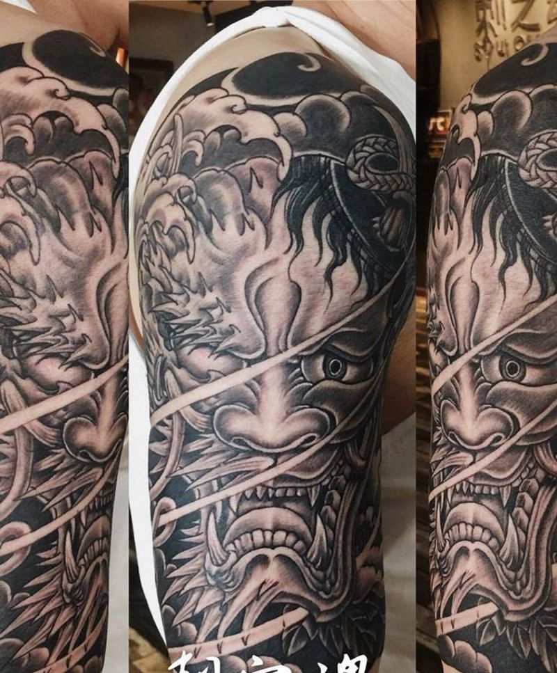 般若纹身图片_成品传统人物手臂纹身图案