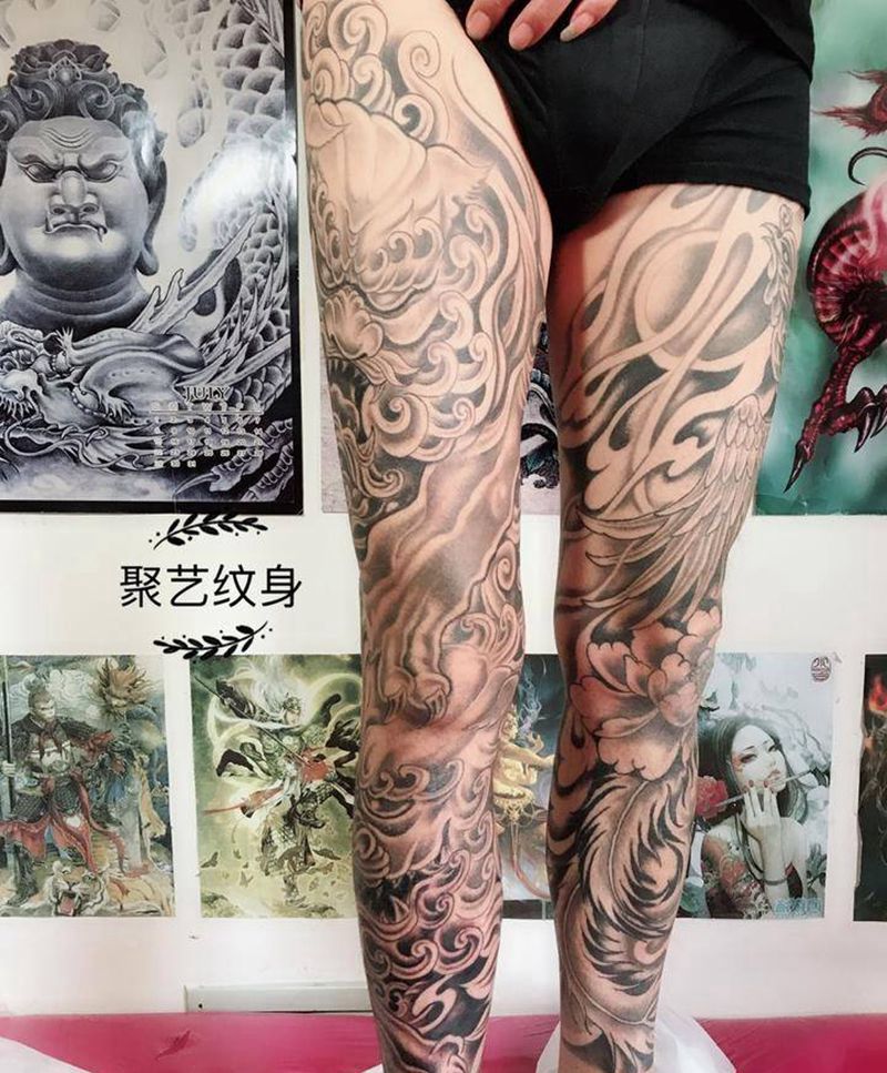 花腿唐狮纹身图片_