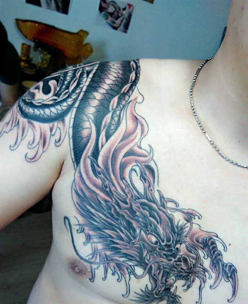 过肩龙纹身图片_成品纹身图案