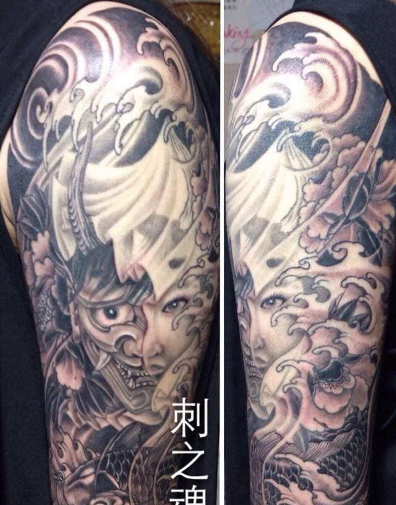 抽象纹身图片_欧美人物鬼神原创纹身图案