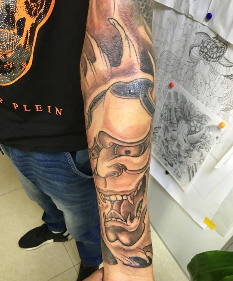 般若接花臂纹身图片_