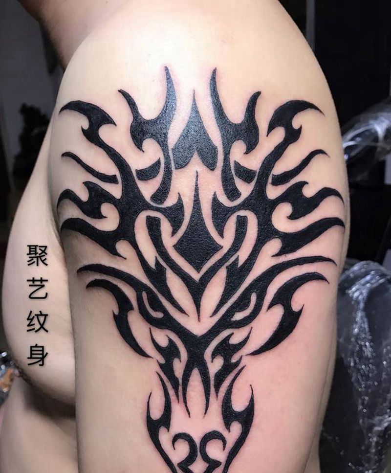图腾龙头纹身图片_成品手臂欧美图腾纹身图案