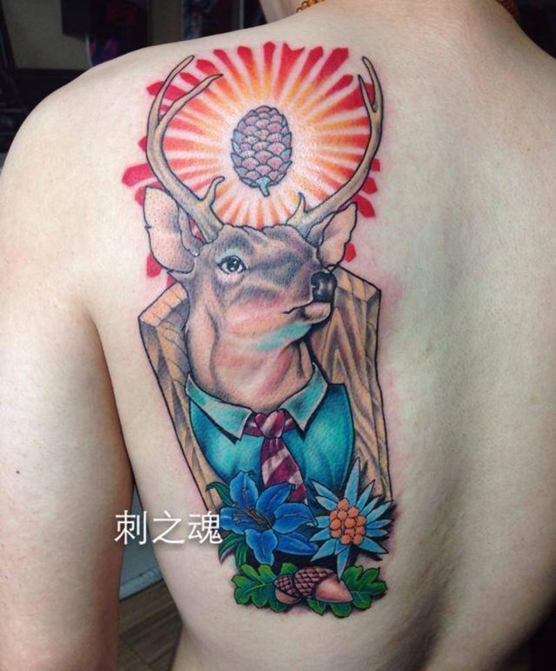 鹿先生纹身图片_欧美写实原创纹身图案
