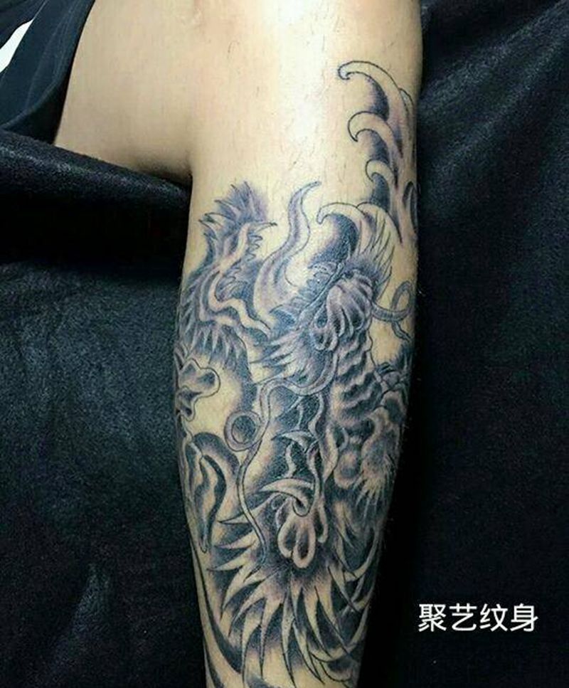 覆盖纹身包腿龙纹身图片_
