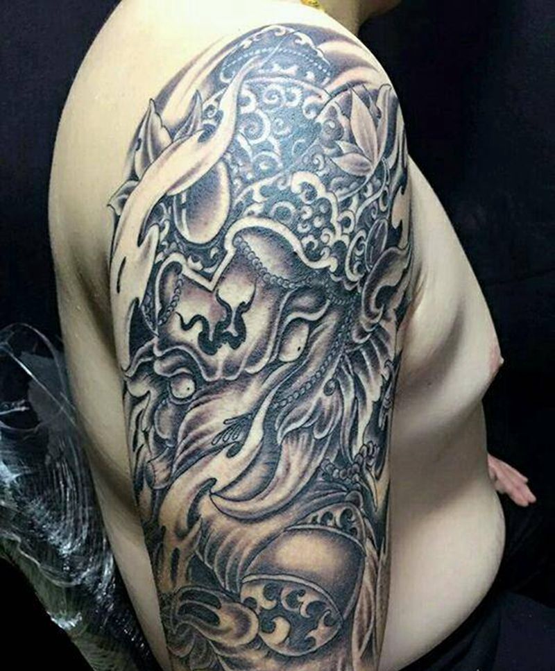 大臂象神纹身图片_