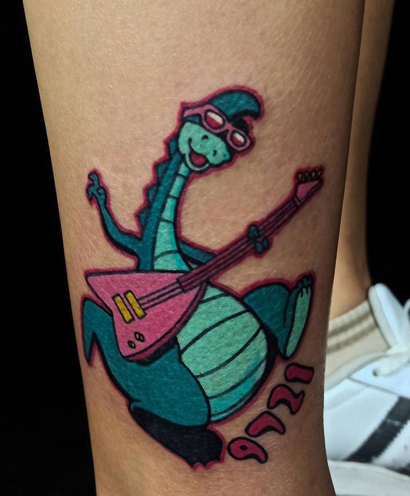 丹佛最后一只恐龙!纹身图片_腿部手臂Old SchoolNew School恐龙小清新龙纹身图案