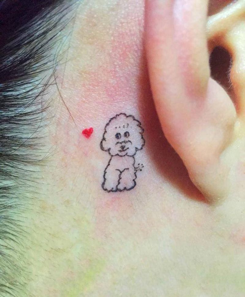 萌宠纹身图片_颈部清新动物纹身图案