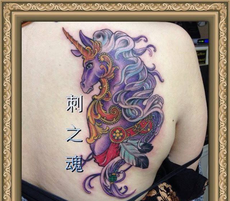 天马纹身图片_欧美写实动物原创纹身图案