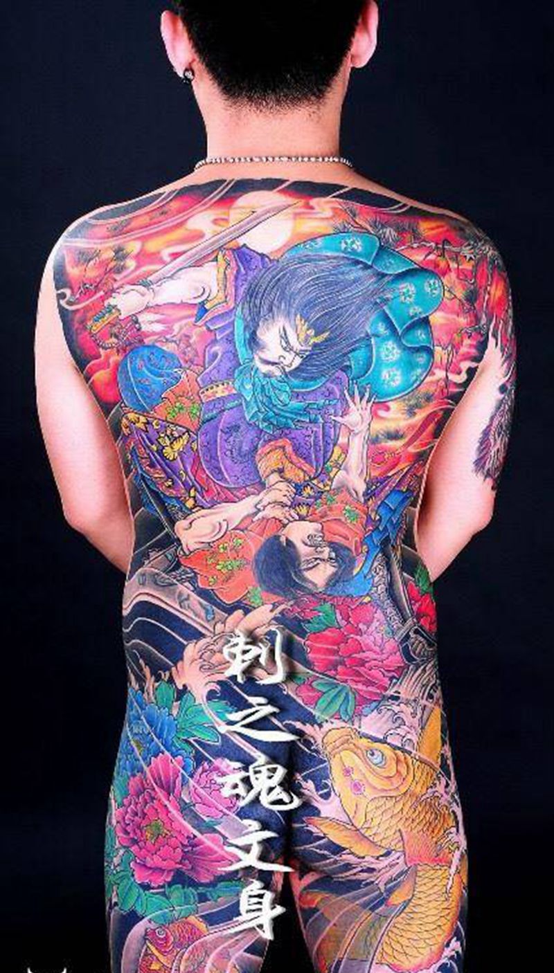 杨志纹身图片_背部传统人物原创纹身图案