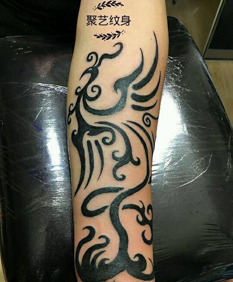 图腾凤凰纹身图片_