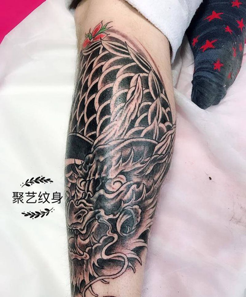 覆盖中国龙纹身图片_