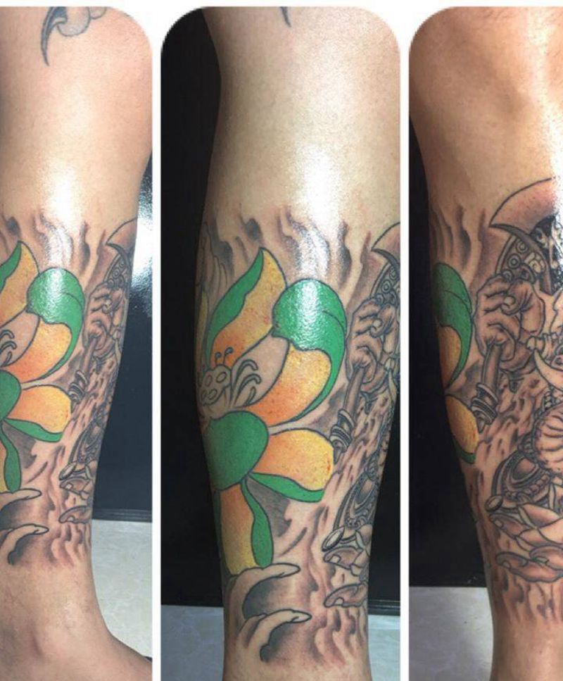 象神包小腿未完纹身图片_