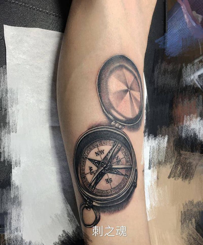指南针纹身图片_