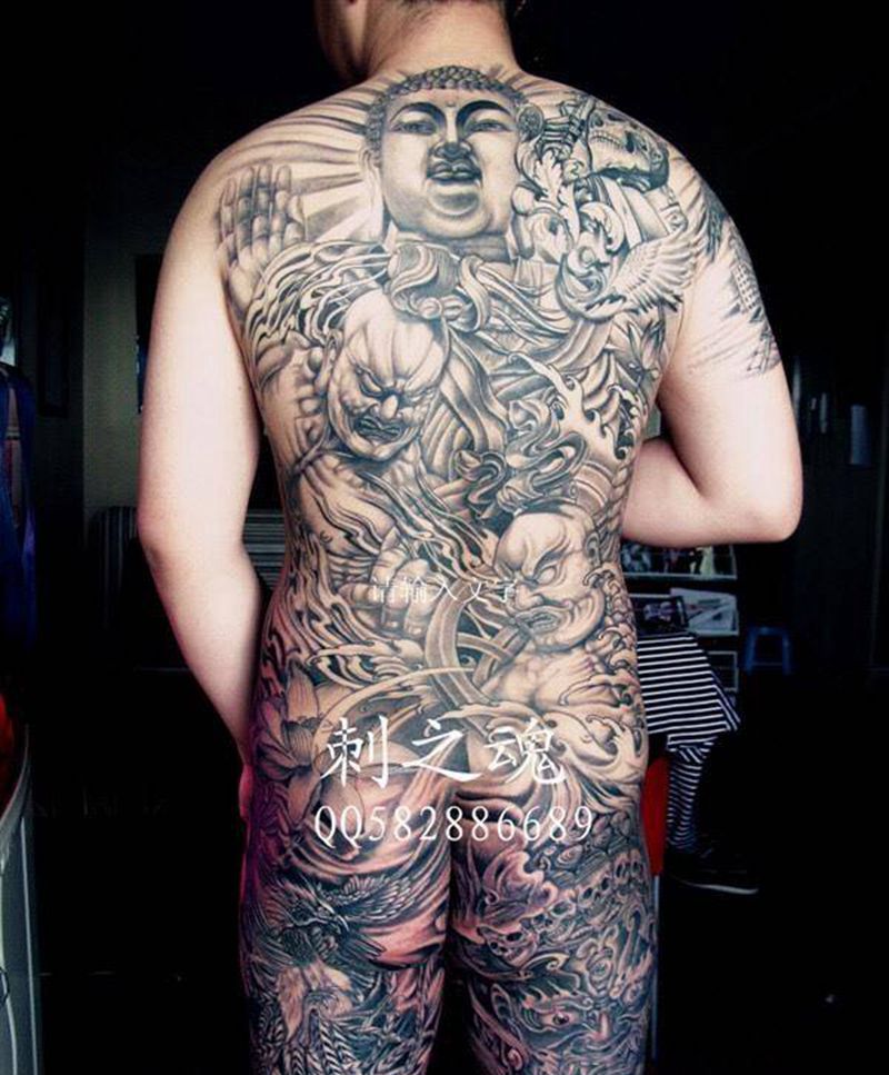 我佛慈悲纹身图片_背部传统人物原创纹身图案
