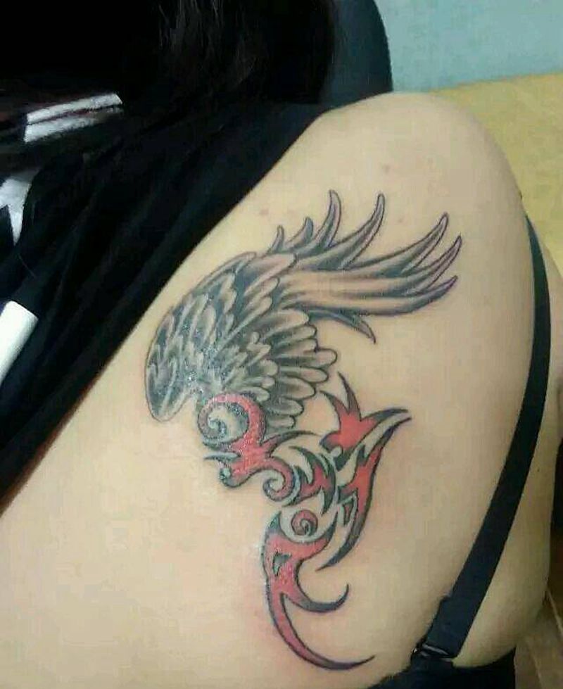 羽毛  翅膀纹身图片_成品纹身图案