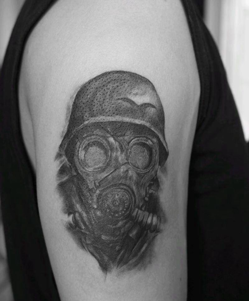 面具遮盖纹身图片_手臂欧美写实纹身图案