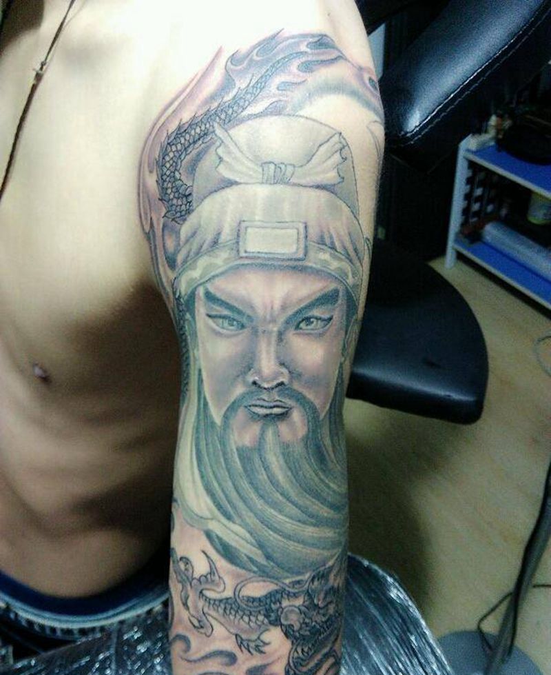 关二爷纹身图片_手臂传统肖像人物宗教成品纹身图案