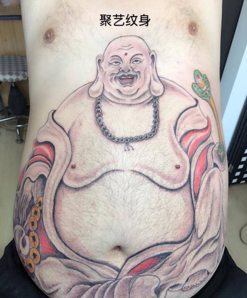 大肚弥勒佛纹身图片_