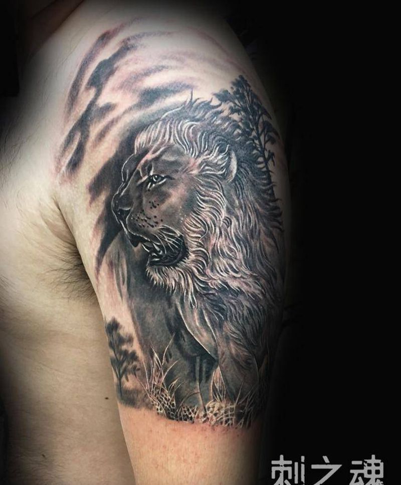 狮子纹身图片_