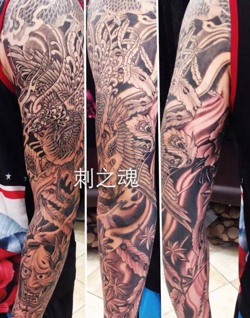 凤凰纹身图片_动物原创传统纹身图案