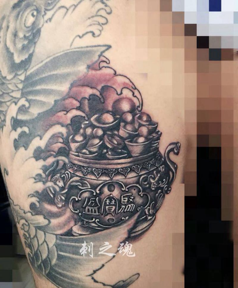 聚宝盆纹身图片_