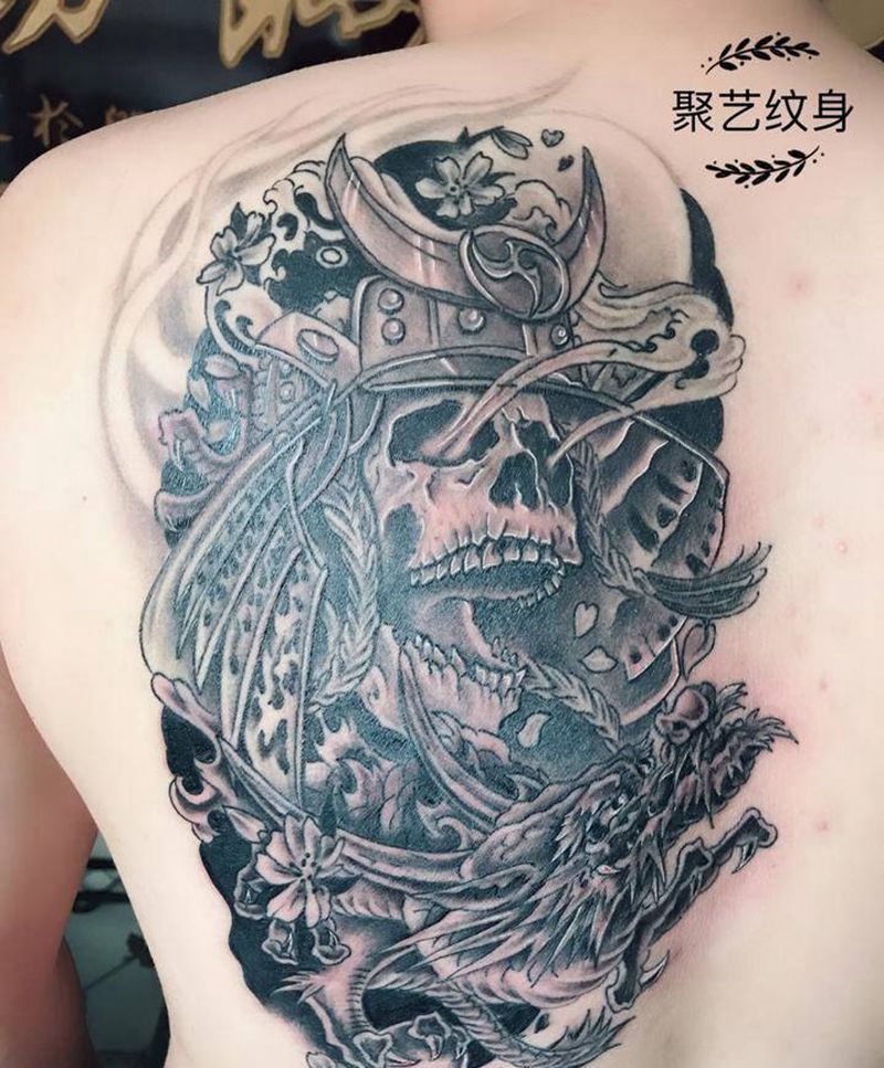 鬼武士纹身图片_