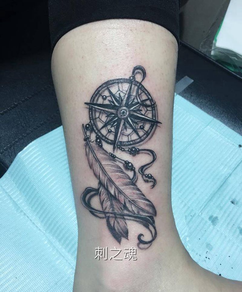 捕梦网纹身图片_成品腿部欧美写实原创纹身图案