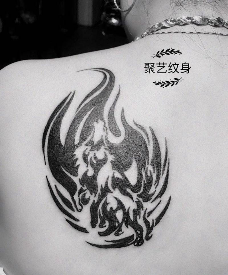 图腾狼纹身图片_