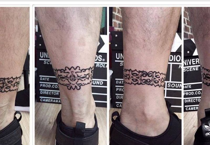 脚环纹身图片_脚部欧美图腾纹身图案