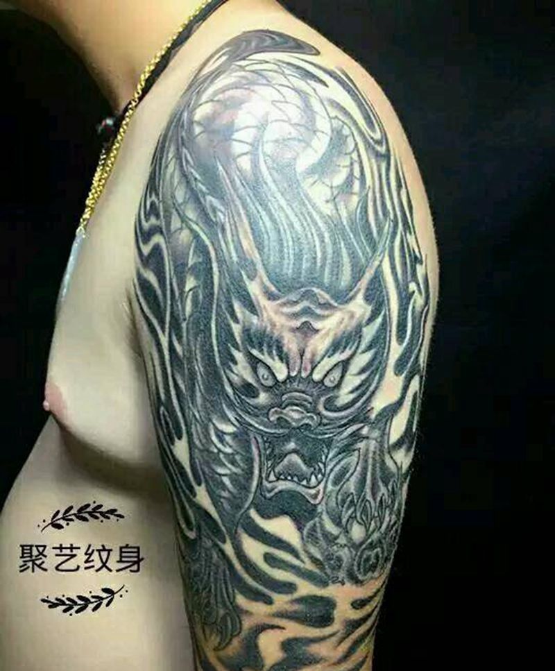 修改麒麟纹身图片_