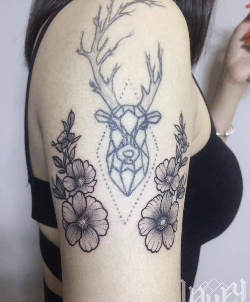 线条 花纹身图片_