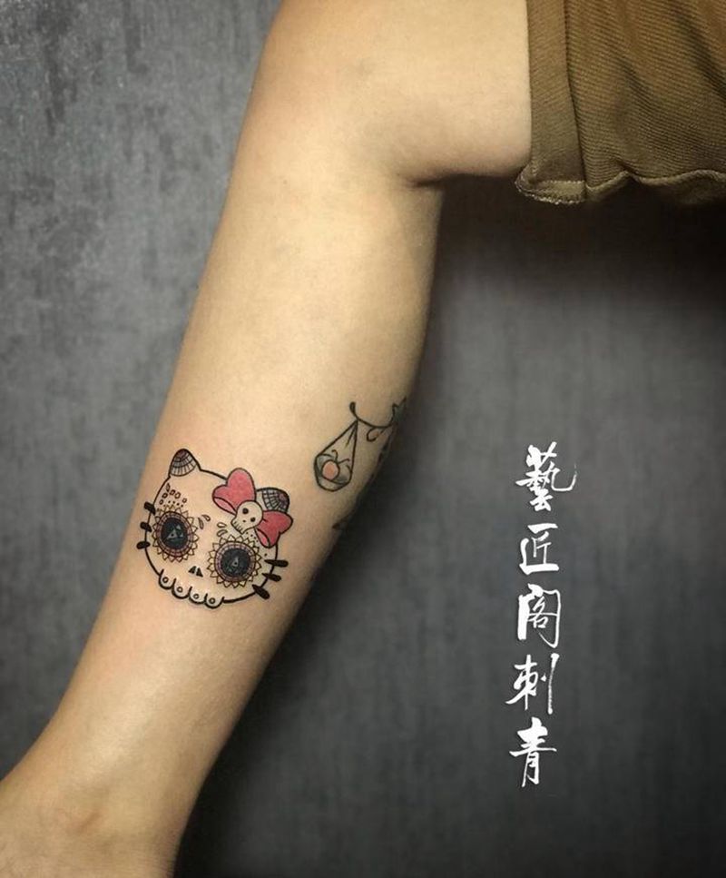 kitty猫纹身图片_腿部脚部New School欧美纹身图案