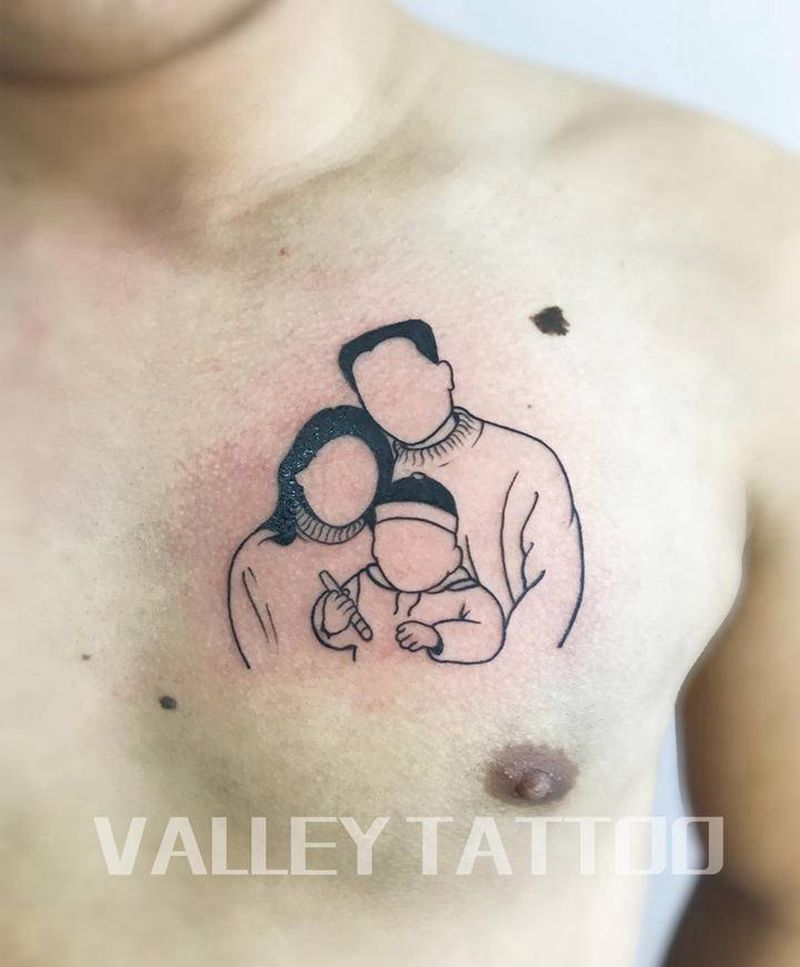 简笔画 照片纹身图片_胸部线条纹身图案