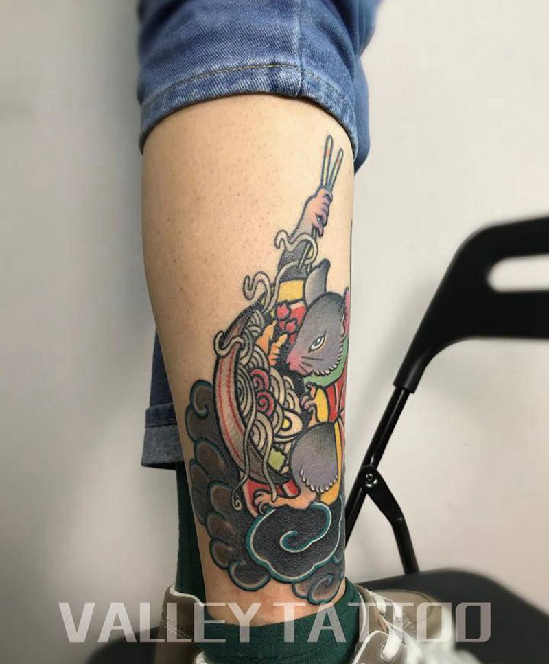 遮盖补色纹身图片_腿部日式纹身图案