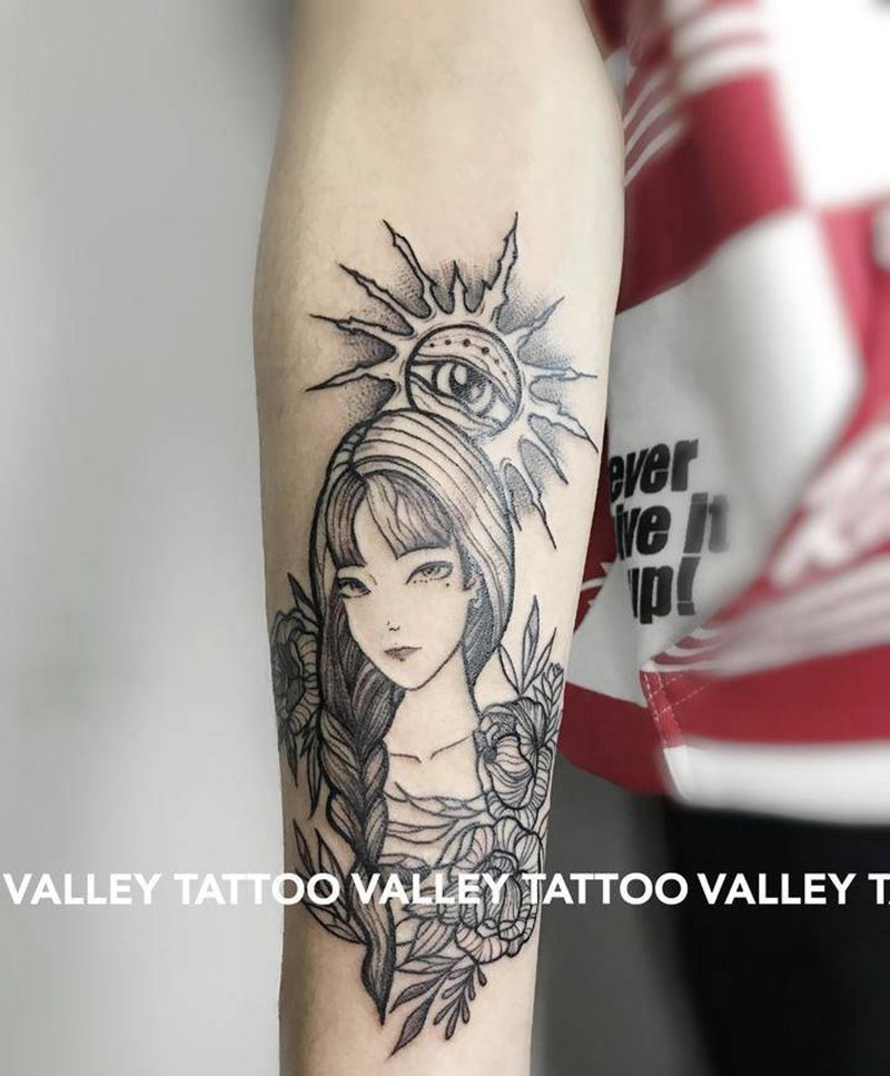 富江纹身图片_手臂New School纹身图案