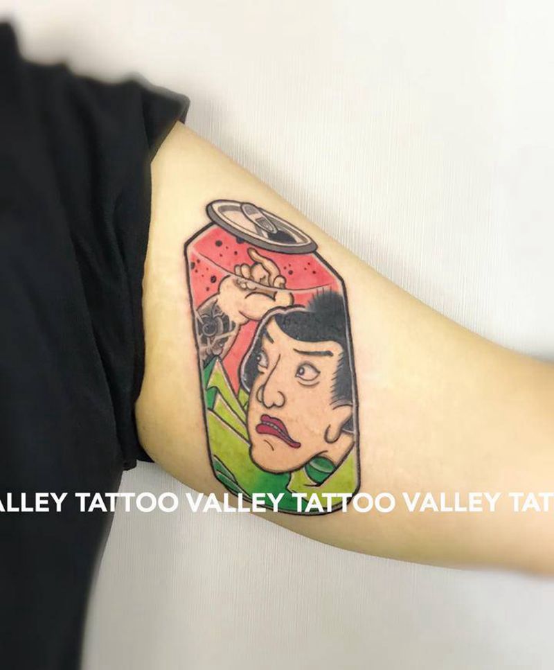 日式易拉罐纹身图片_手臂纹身图案