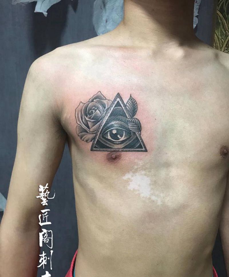 白癜风遮盖纹身图片_胸部欧美纹身图案