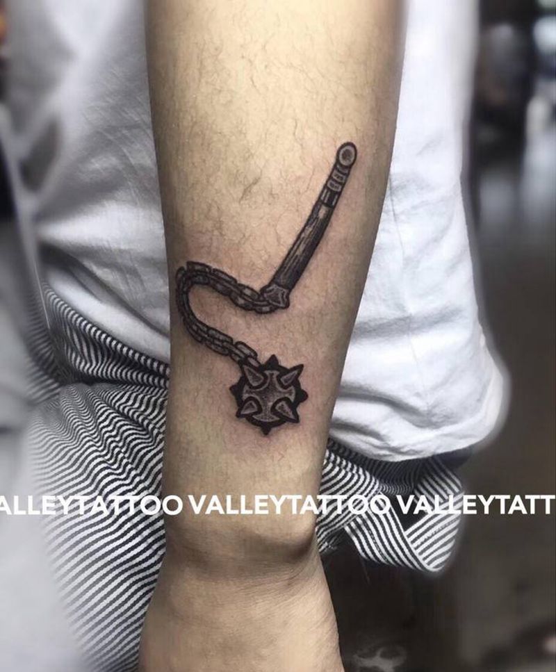 流星锤纹身图片_手臂纹身图案