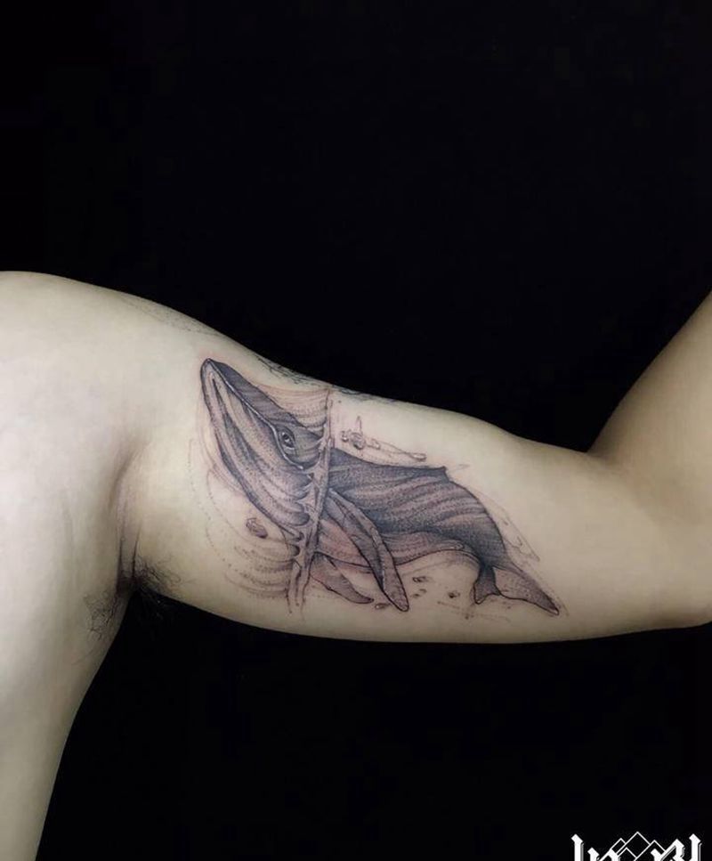 鲸鱼纹身图片_手臂纹身图案