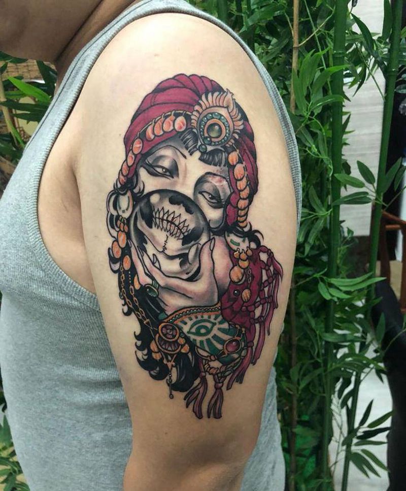 school巫师纹身图片_手臂Old School纹身图案